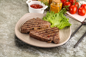 Delicus grilled beef steak with sauce
