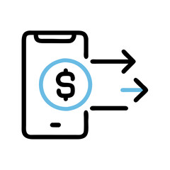 Money transfer through smartphone illustration