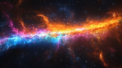 Fototapeta premium A supercharged quasar radiating immense rainbow-colored energy