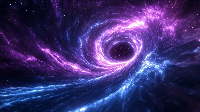 A deep space rift glowing with electric violet and blue waves