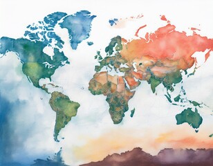 Obraz premium 不思議な色味の世界地図