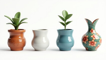 Fototapeta premium Stylish Potted Plants Decorative Vase Home Decor Interior Design Elements