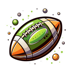 Illustrative cartoon-style football with colorful accents