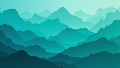 Obraz premium Layers of teal and aquamarine mountains create serene landscape