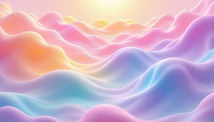 Obraz premium Soft pastel waves create dreamy landscape with gentle gradients and light