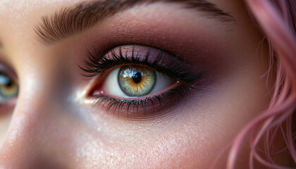 Obraz premium Stunning close up of woman eye with vibrant makeup and unique colors