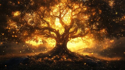 A radiant tree of life pulsating with nature s purest energy