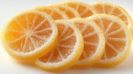 Candied lemon slices, sugared, studio, white background, food photography