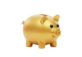 Obraz premium 3D illustration of a shiny golden piggy bank with a coin slot on top