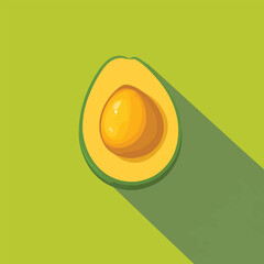 A flat 2D vector illustration of a halved avocado with a pit in the center.