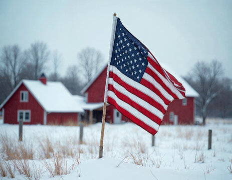 American flag flying high near Wall Street, symbolizing U.S. identity and the center of financial activity and global markets.
 - Powered by Adobe