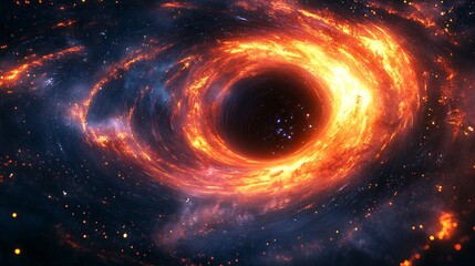 Obraz premium A majestic black hole absorbing vibrant neon energy into a swirling vortex