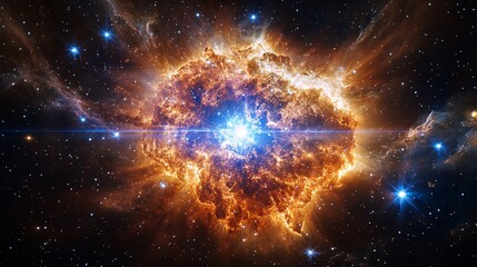 A radiant supernova explosion bursting with colorful cosmic waves