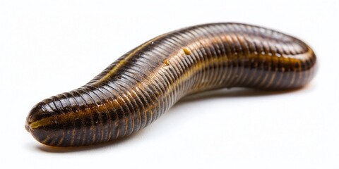 Close-up of a Medical Leech Isolated on White Background - Urban Exploration Photography Style