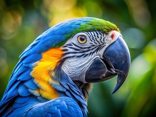 Obraz premium Close-up of a Vibrant Blue and White Parrot Staring Directly at the Camera