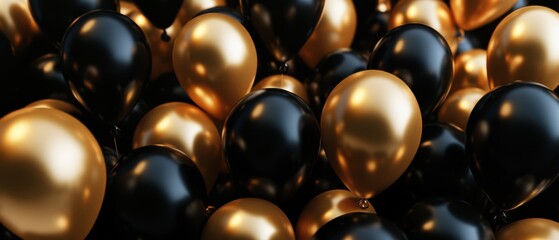 Elegant Black and Gold Balloons for Festive Celebrations, Anniversary, New Years Eve, or Birthday Party Decorations