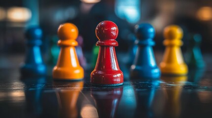 A setup depicting a business concept, with a red magnet attracting multicolored figurines, showcasing approaches to customer acquisition and maintenance