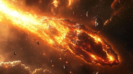 A floating asteroid filled with pulsating plasma energy