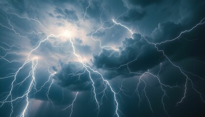 Dramatic Thunderstorm Unleashing Electrical Fury at Night