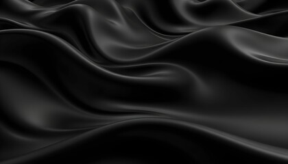Fototapeta premium Abstract Black Silk Fabric Waves Background Image