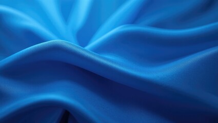 Obraz premium Close-Up of Elegant Blue Satin Fabric with Shiny Texture and Gentle Waves