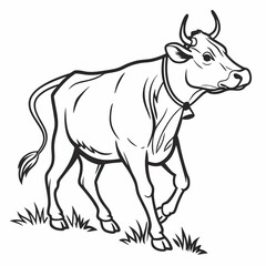 Obraz premium Vector Cow Line Art for Coloring Book isolated on white background