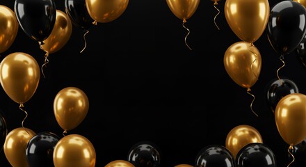 Elegant Black and Gold Balloons Festive Background for Celebration