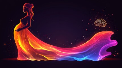 Inspiration for a Pregnancy Mind Silhouette Logo Design - Featuring a Brain and Woman