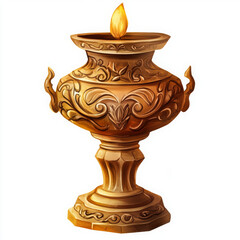 Fototapeta premium Elegant decorative lamp with intricate designs and glowing flame