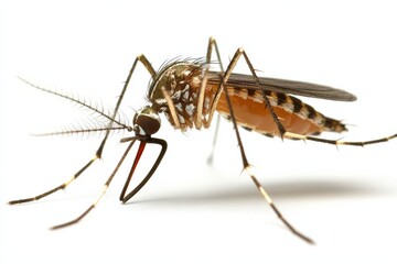 Close-Up of Detailed Mosquito on Plain Background for Nature and Biology Themes
