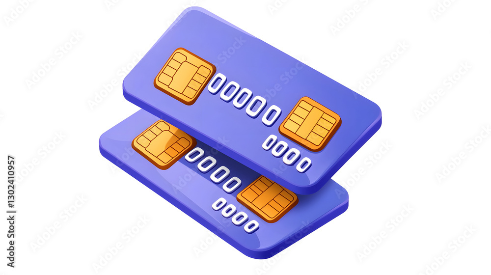 Leinwandbilder professional 3d rendered fintech featuring two overlapping blue credit cards with gold embossed numb