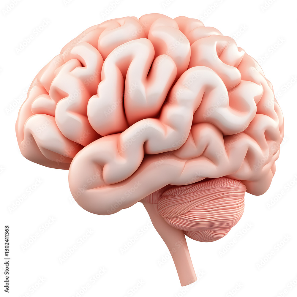 Poster a highly detailed and 3d rendered human brain showcasing the intricate folds gyri and sulci with a s