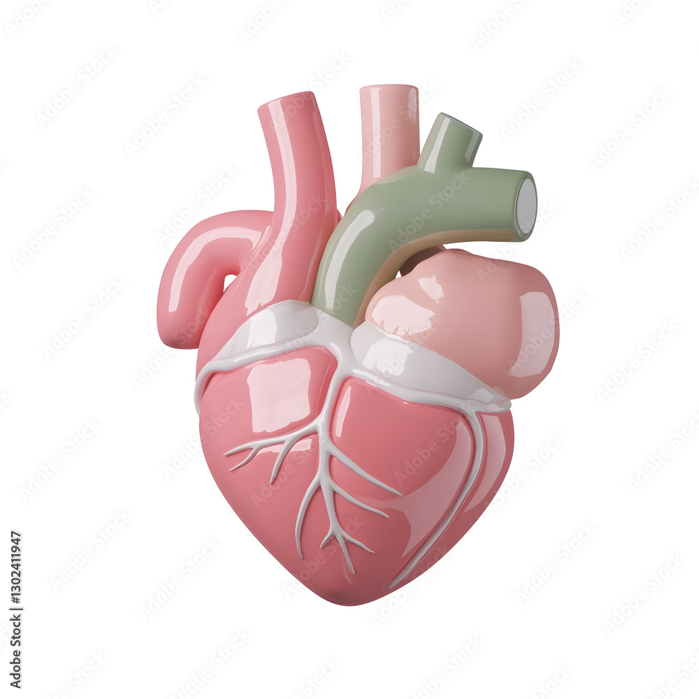 Poster 3d visualization of a detailed heart anatomy model showcasing essential structures like the atria ve