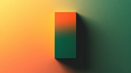 A sleek, minimalist matcha tea packaging mockup, featuring a vibrant gradient of emerald green and deep orange, showcasing its sophisticated and refreshing appeal.
