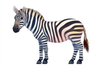 Fototapeta premium Detailed Watercolor Illustration of a Majestic Zebra in Profile
