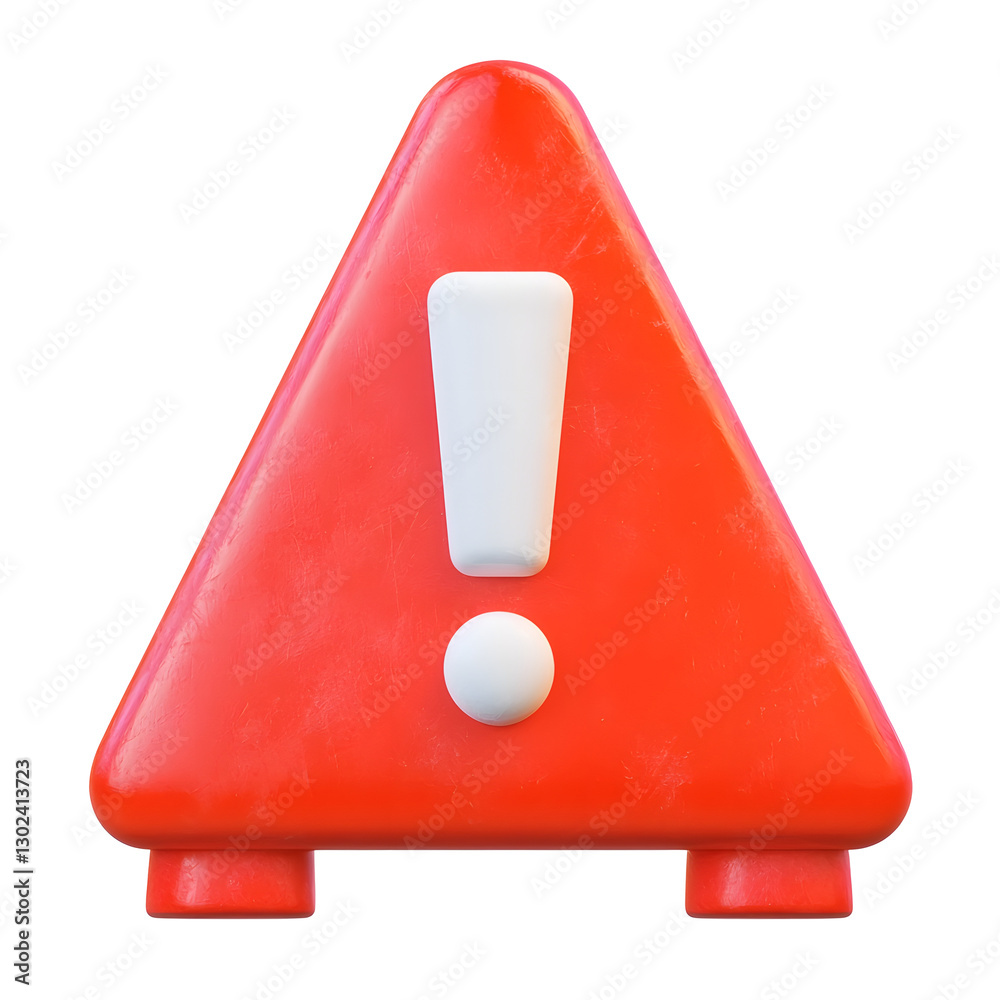 Poster Glossy 3D Red Triangle Warning Sign with Exclamation Mark for Digital Alerts Notifications and Caution Messages  Featuring a modern design with subtle reflections