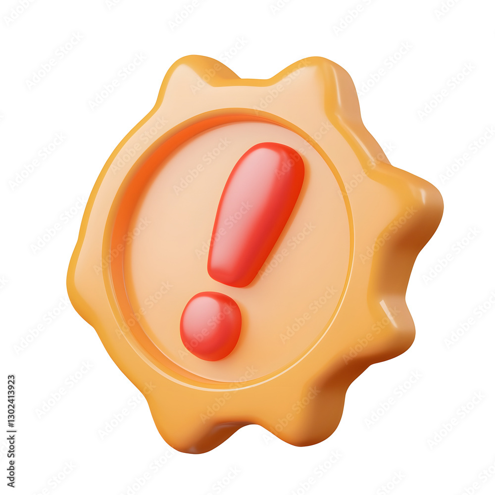 Fototapete A 3D visual representation of a glossy red warning icon featuring an exclamation mark within a circular badge  This digital design element is suitable for use in app interfaces website alerts
