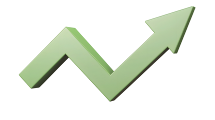 Minimalistic and Sleek 3D Green Arrow Representing Positive Economic Trends Business Growth and Financial Improvement  The Elevated
