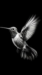 Fototapeta premium A Detailed Black and White Drawing of a Hummingbird in Flight