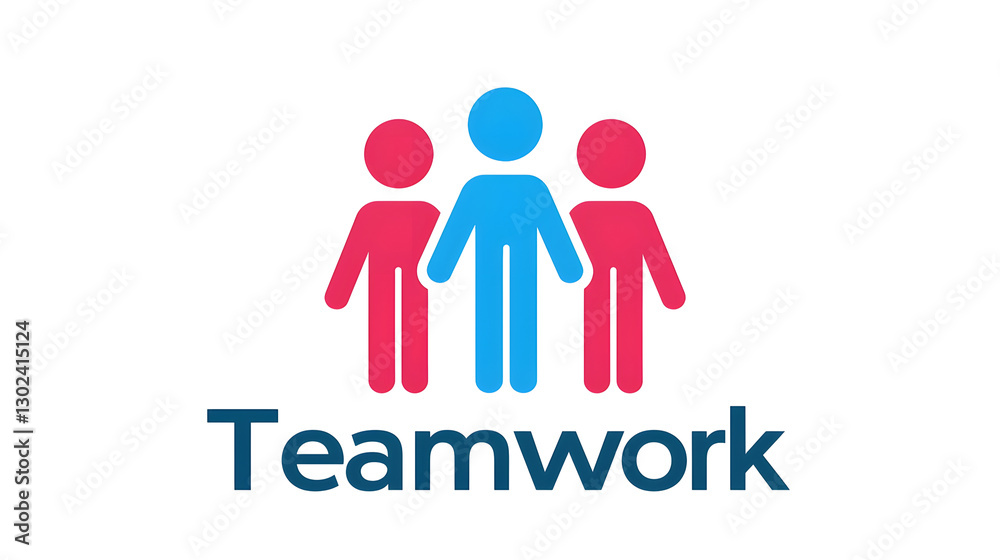 Poster Minimalistic and Elegant Teamwork Concept Logo with 3D Abstract Figures Symbolizing Support Unity and Mutual Success for Corporate Identity and Community Building