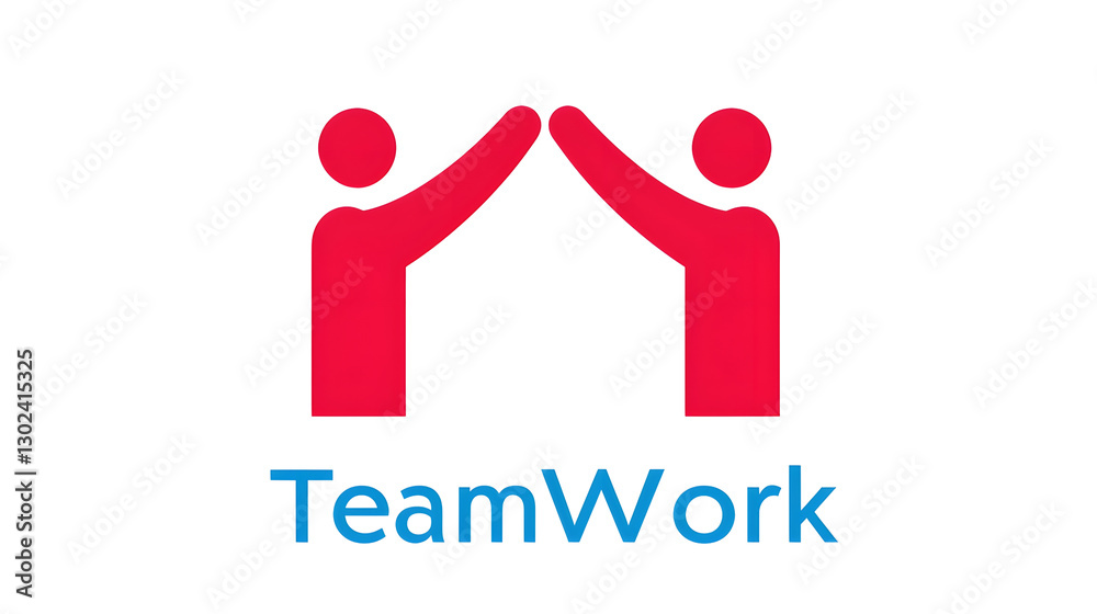Aufkleber Energetic teamwork symbol featuring two abstract human silhouettes engaging in a celebratory high five creating a dynamic and positive impression of partnership and shared success  The minimalist