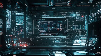 Fototapeta premium Cybernetic light streams guiding futuristic technology across digital highways image