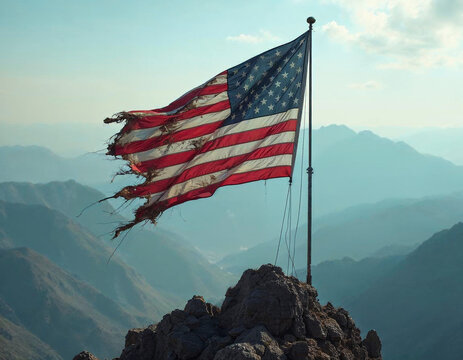 American flag flying high near Wall Street, symbolizing U.S. identity and the center of financial activity and global markets.
