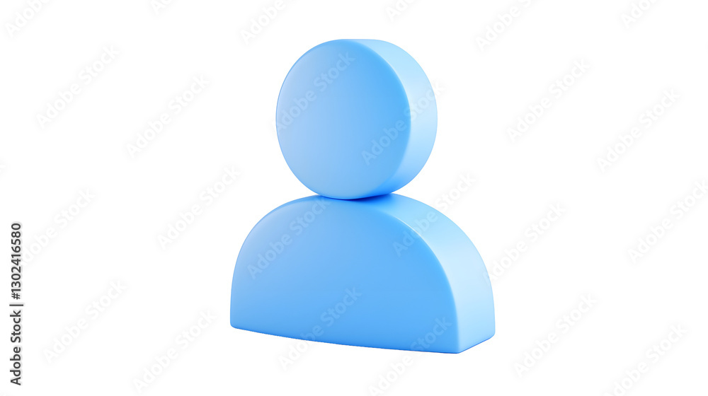 Poster Minimalist 3D Concept of a Soft Well Defined Blue Person Icon Designed to Represent an Online Account Social Media Profile or Admin User with a Smooth