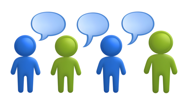 Vibrant 3D Figures Engaged in Dynamic Communication with Floating Speech Bubbles Representing Global Discussions Diversity and Teamwork for Workplace Apps and Leadership Coaching Visuals