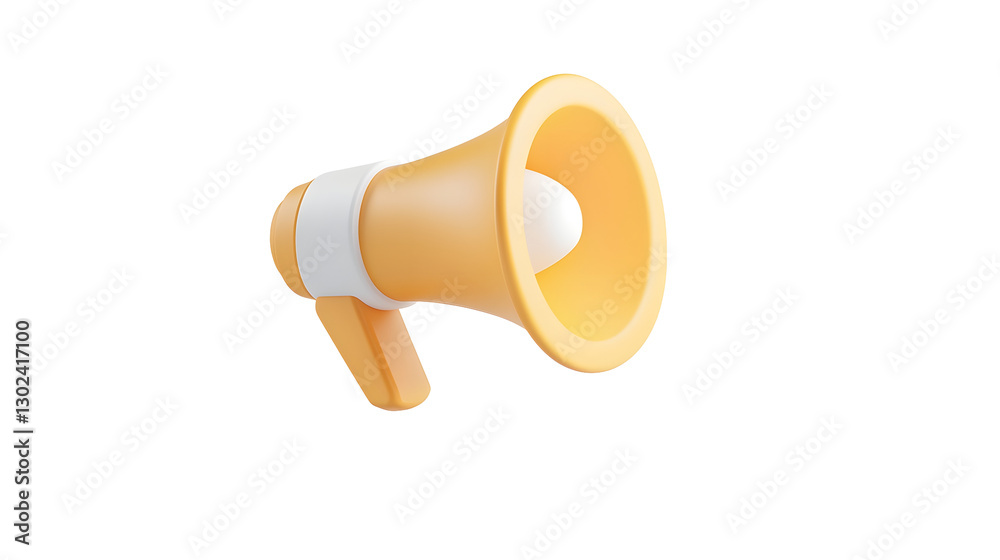 Poster advanced 3d yellow loudspeaker icon with sleek modern design set against white background emphasizin