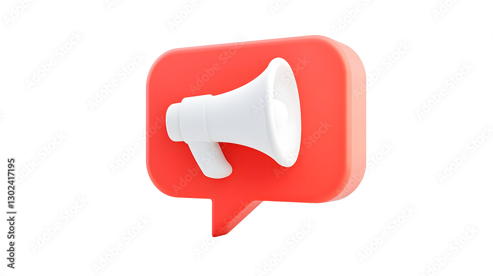 Aufkleber high tech 3d red speech bubble with white megaphone symbolizing media outreach public speaking and d