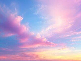 Fototapeta premium Harmony of Pastel Hues: Cirrus Clouds Waltz in Gradient Shades