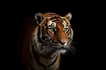 A Majestic Portrait of a Tiger in a Dramatic Light Setting