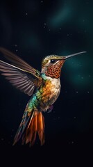 Fototapeta premium A Stunning Hummingbird in Flight, Captured in Vivid Detail